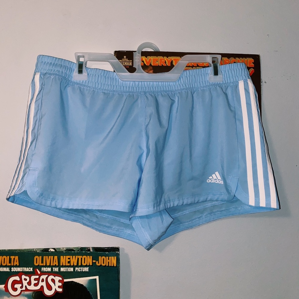 adidas baby blue shorts !!